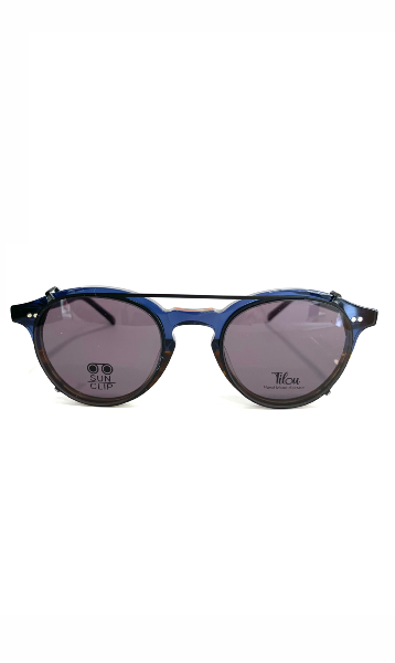 Lunettes Tilou à clips solaire, bleues et marrons