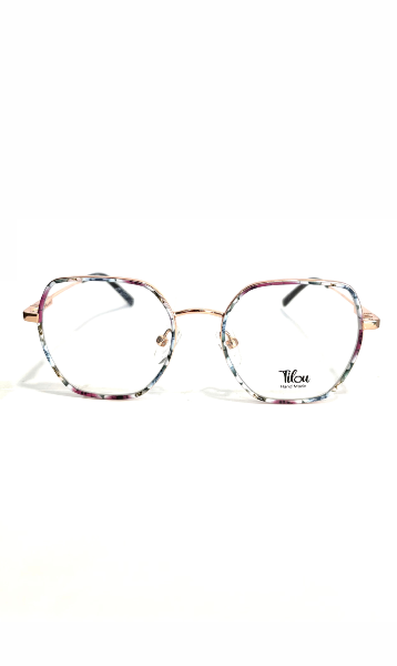 Lunettes Tilou en métal doré rose, à motifs fleuris 
